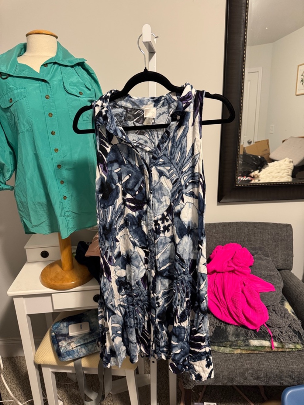 Cupio Navy and White Floral Midi Dress